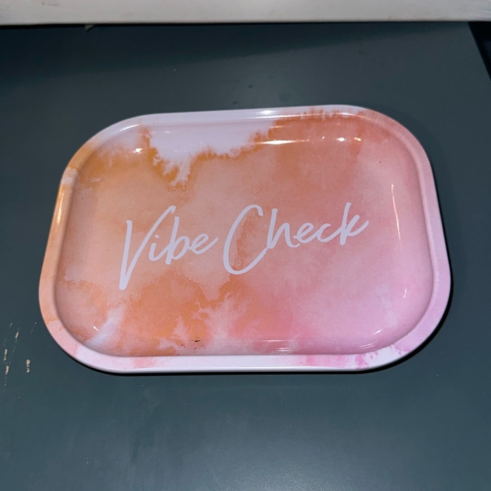 Vibe check metal tray